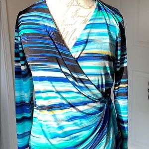 Calvin Klein Watercolored faux wrap top Size L